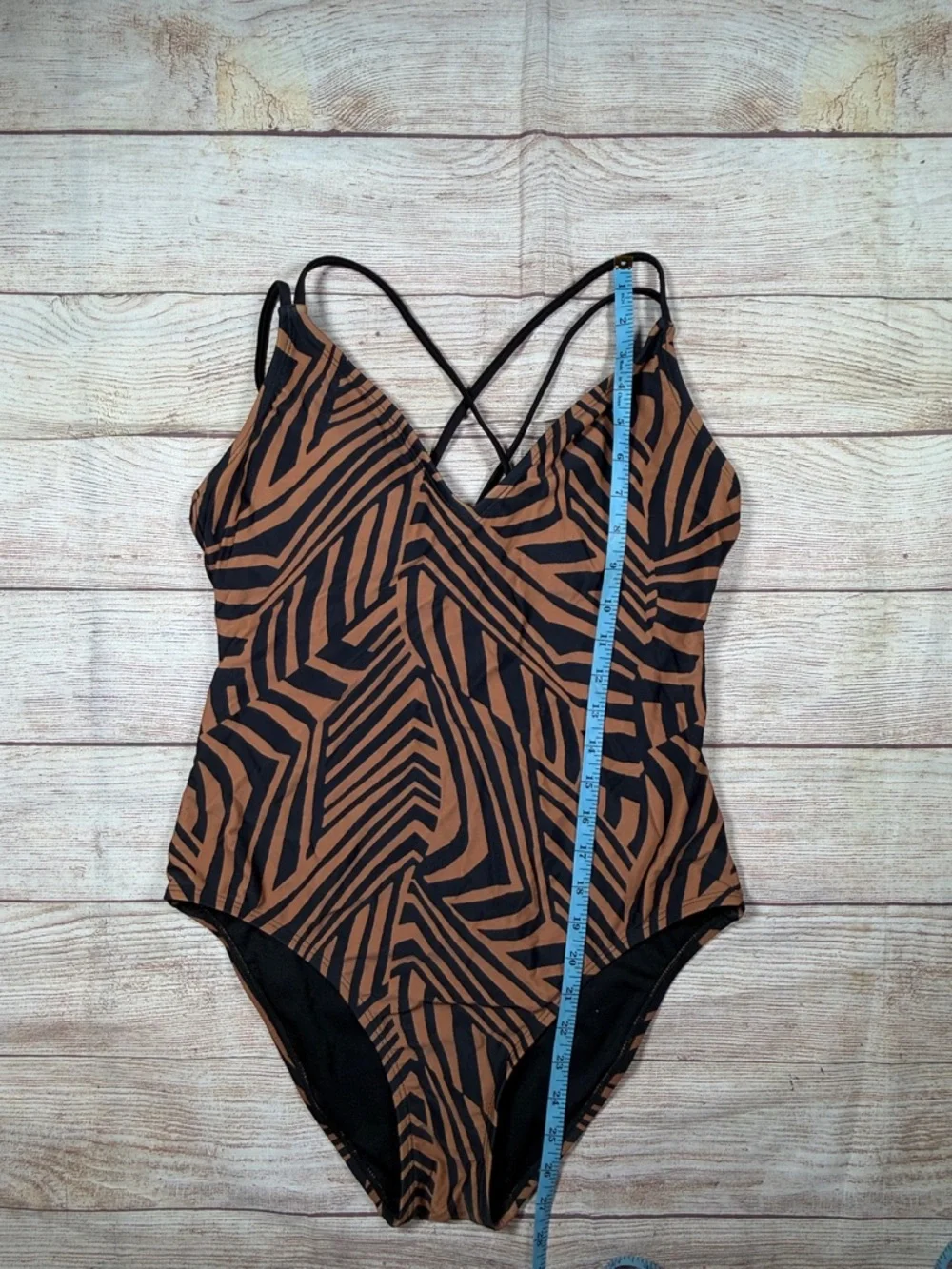 Hurley Brown‎ and Black One-Piece Swimsuit with Strappy Back
